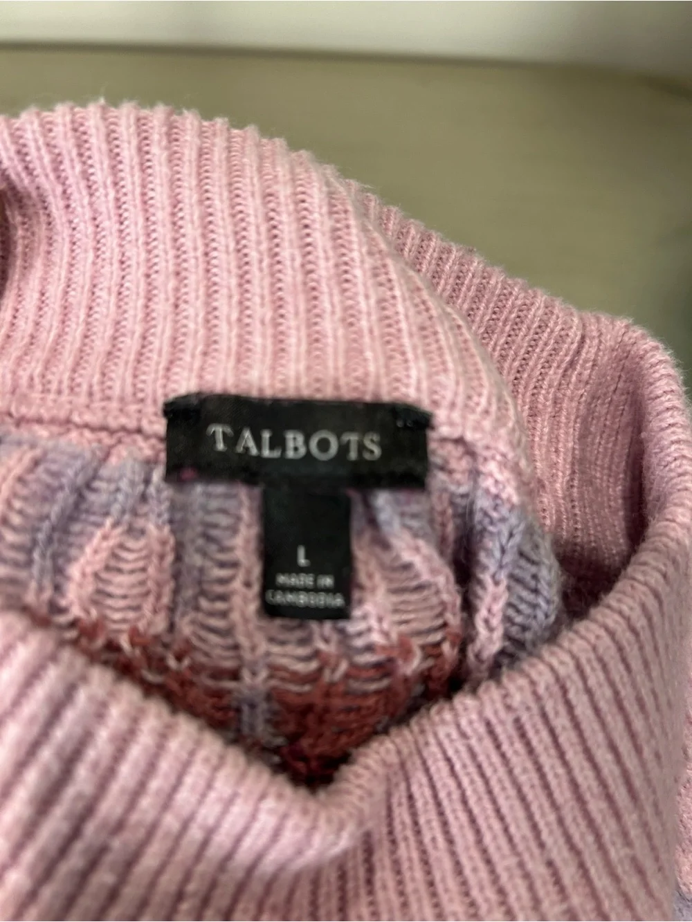 Talbots Fair Isle Crew Sweater in Plum and Dusty Pink